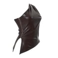 thumbnail image 5 of Wang6 Women One Shoulder PU Tank Tops Trendy Sleeveless Leather Cami Tops Side Zipper Irregular Hem T Shirts Tops Brown XS, 5 of 6