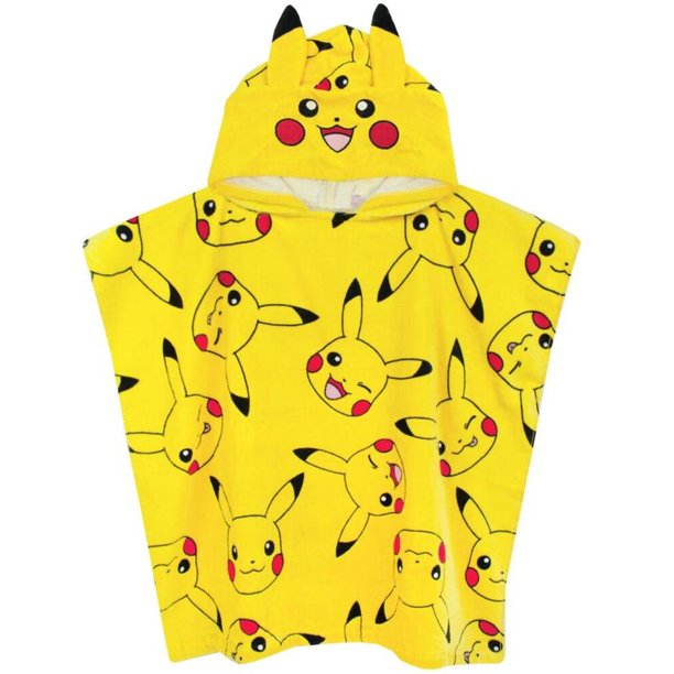 Pokemon - Toalla con Capucha Diseño Pikachu para Niños Niñas (Amarillo)