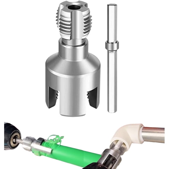 4 in 1 Water Pipe Wrench, Universal Pipe Opener for PVC Pipes, 1/2'' 3/4'' 1'' Pipes Tapping and Threading Tool Fits