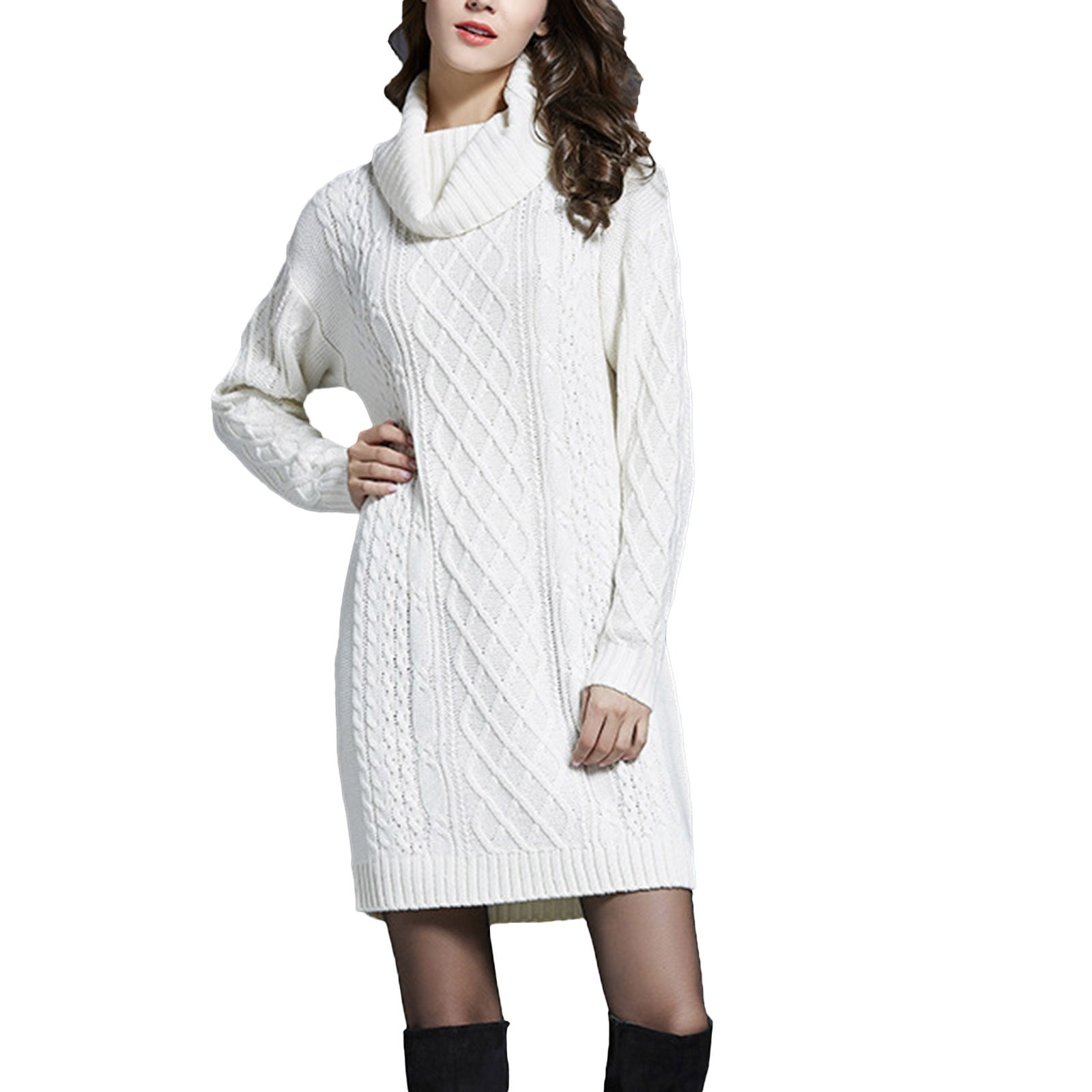 Women's Trendy Sweater Dress Solid Knitting Dress Coat For Women Casual  Dressy Turtleneck Sweaters O Neck Long Sleeve Tops Long Pullover Mini  Dresses - Walmart.com