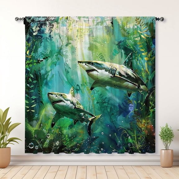 Modern Minimalist Style Curtains, Shark Curtains Blackout Curtains, Suitable For Room Bedroom Decoration(Rod pocket)