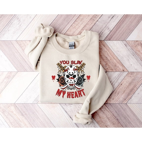 You Slay My Heart Valentines Sweater, Womens Valentines Day Sweatshirt, Spooky Valentines Day Tee, Valentines Day Shirt, For Her All Size S-5Xl