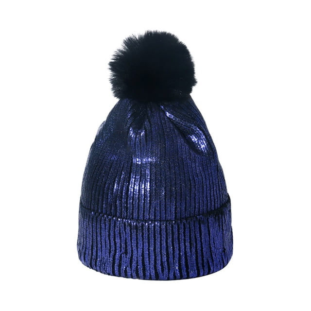 Sombreros de invierno de punto, con rayas, rizados, sin bordes, para el frío, cálidos para exteriores, gruesos, con bolas de pelo, de lana bronceada, para mujer