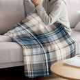 thumbnail image 3 of Blue Brown Plaid Blanket Soft Cozy Warm Throw Blanket for Couch, Plush Fuzzy Flannel Fleece Blankets for Sofa, Vintage Abstract Stripes Lattice Bed Blankets Lightweight Gifts for Women, 40"x50", 3 of 9