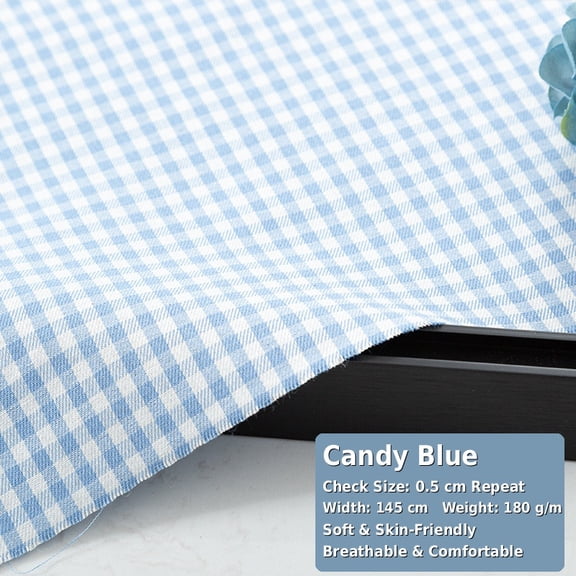 100% Cotton Brushed Twill Gingham Fabric by The Yard, Lightweight Mini Check Fabric for Shirts, Dresses, Tablecloths and DIY Crafts