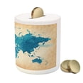 thumbnail image 3 of Map Piggy Bank, Vintage World Atlas Watercolor Brushstrokes on Old Backdrop Print, Ceramic Coin Bank Money Box for Cash Saving, 3.6" X 3.2", Navy Blue Sand Brown, by Ambesonne, 3 of 4