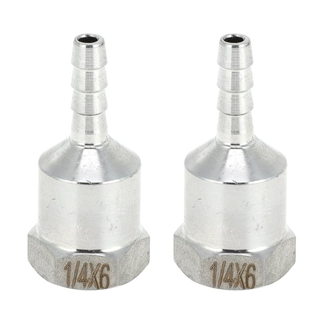 Accesorios de manguera de acero inoxidable 304 Unique Bargains 15/64" OD con conector de rosca hembra BSPT de 1/4" para aire, agua, aceite, gas, combustible, 2 piezas tono plateado