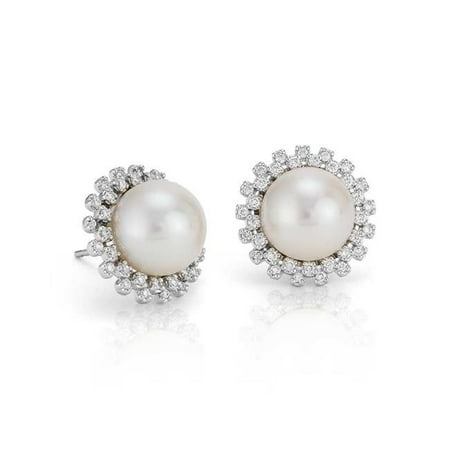 Pearl Chad Smith Harry Chad Enterprises 29938 0.20 CT 14K White Gold Ladies Round Diamond & Pearl Stud Earring ()