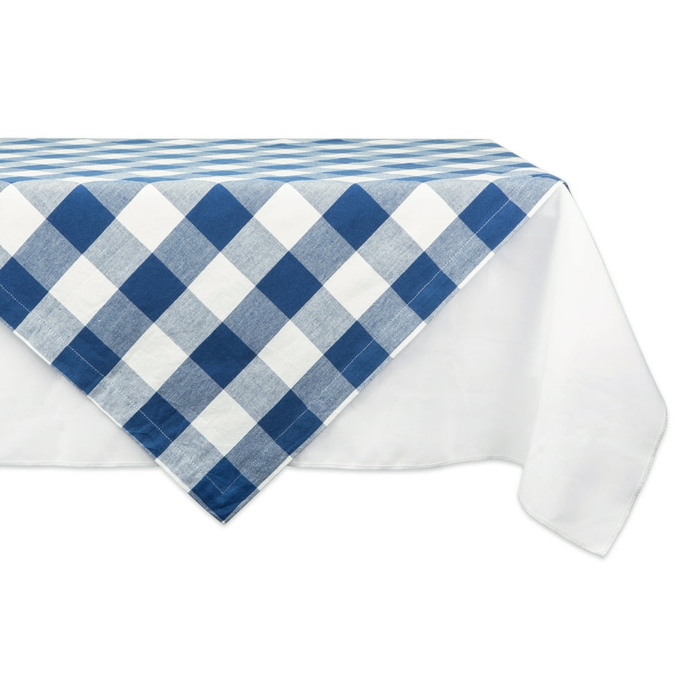 40" White and Navy Blue Buffalo Checkered Square Tablecloth Walmart