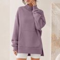 thumbnail image 6 of Dwellite Women's Oversized Sweatshirts Turtleneck Fleece Pullover Tops Long Sleeve Loose Fall Fashion Shirts Light Purple L, 6 of 8
