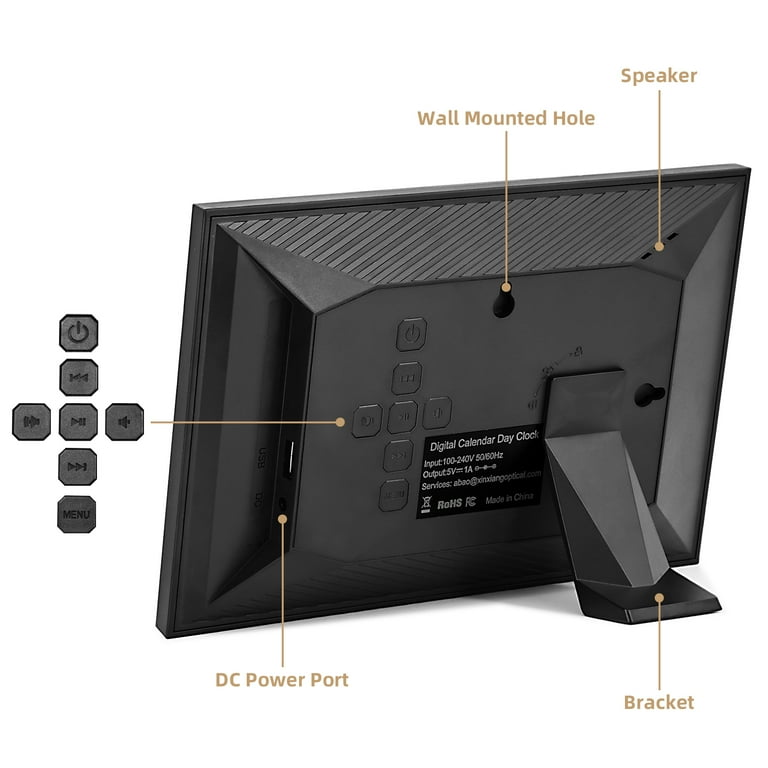 7'' Digital Alarm Clock with Day/Date for Seniors, Adjustable