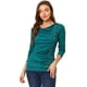 thumbnail image 1 of Top acanalado con botones y mangas largas con cuello vuelto para mujer Azul verde M, 1 of 6