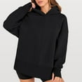 thumbnail image 5 of Oversized Hoodies for Women Fleece Side Slit Hooded Sweatshirts Thumbhole Long Sleeve Sweatshirts Cozy Pullover Shirts Black XL, 5 of 6