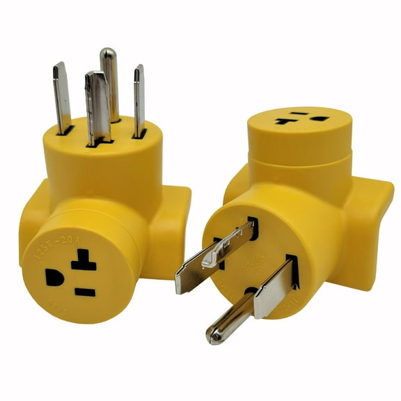 Parkworld 63128 NEMA 14-30P to 5-20R T-Blade 5-15R One Piece Compact Adapter Dryer to Household Regular Adaptor Output 20amp 125Volt