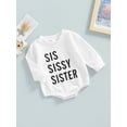 thumbnail image 3 of Seyurigaoka Baby Girls Autumn Casual Romper White Long Sleeve Round Neck Letter Print Playsuit for 0-18M Toddler Kids, 3 of 9