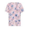 thumbnail image 6 of Kctiaxy Womens Summer Tops V-Neck Button Collar Short Sleeve Hawaiian Shirt Fashion Floral Printed Pullover Top for Casual Beach Wear, 6 of 6