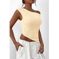 thumbnail image 6 of PRETTYGARDEN Womens Summer Off The Shoulder Crop Tops Sleeveless One Shoulder Ruched Asymmetrical Y2K Going Out Tank Top, 6 of 8