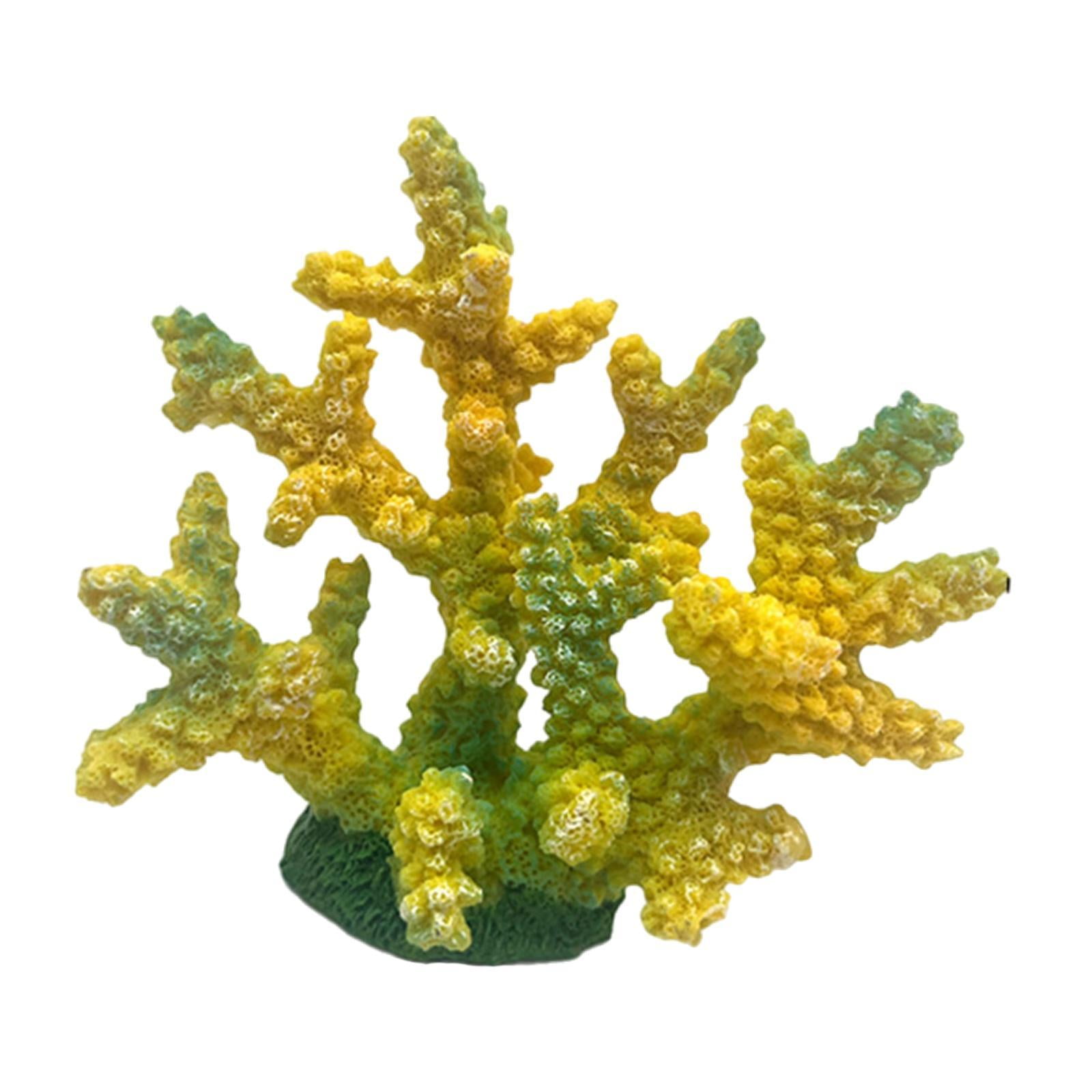 TOOYFUL Artificial Coral Figurine Sculpture Tank Landscape Resin Crafts Hideaway Versatile Aquarium Decoration for Desktop Table yellow