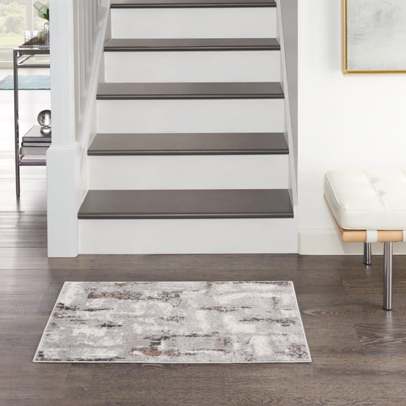 Nourison Elation Modern Abstract Grey Ivory Area Rug