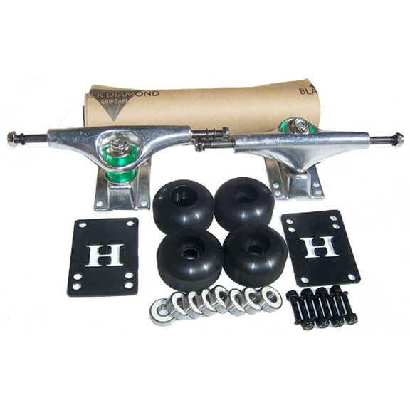 SILVER SKATEBOARD Trucks & Wheels PACKAGE ABEC 9   GRIPTAPE