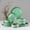 Reactive Green-Round-12pcs for 4, variant on Speckled White Bowls Type-16pcs for 4 Stoneware Dinnerware Set