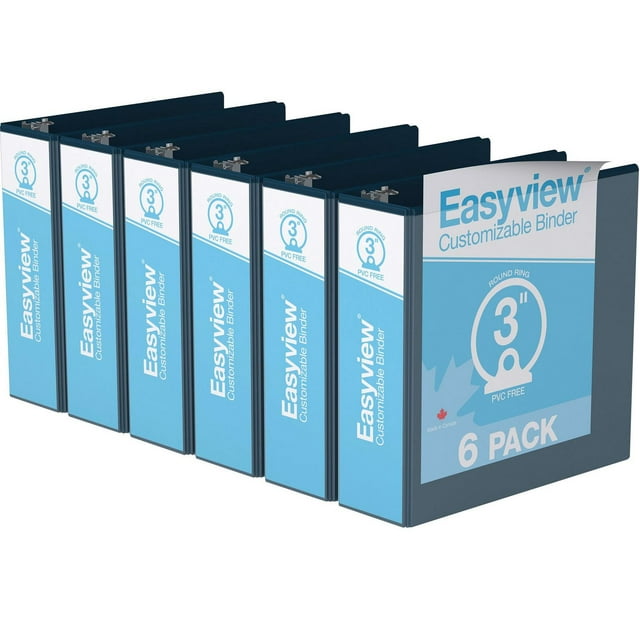 Davis Group, Easyview Premium, Round Ring, Customizable, View Binder, 6 Pack, 3"