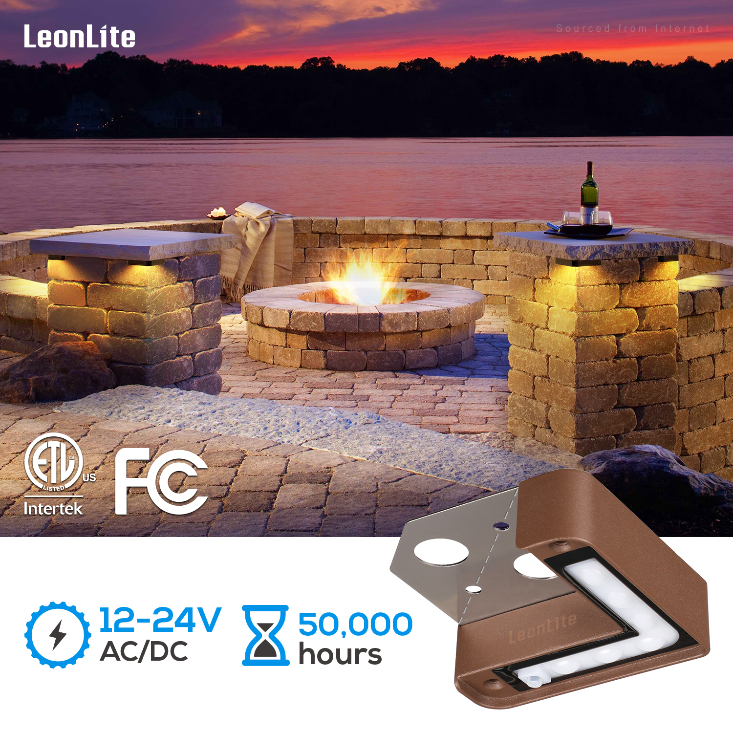 LEONLITE LED Hardscape Light Right Angle, 3CCT 2700K/3000K/4500K, Hardscape  Paver Light for Wall Corner Angle, 12V-24V AC/DC, 50,000 Hours Lifespan,  Pack of