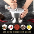 thumbnail image 4 of Juegos de mortero y maja de acero inoxidable de gran tamaño con base antideslizante para moler hierbas, pastillas y trituradora de especias de cocina con tapa, 4 of 5