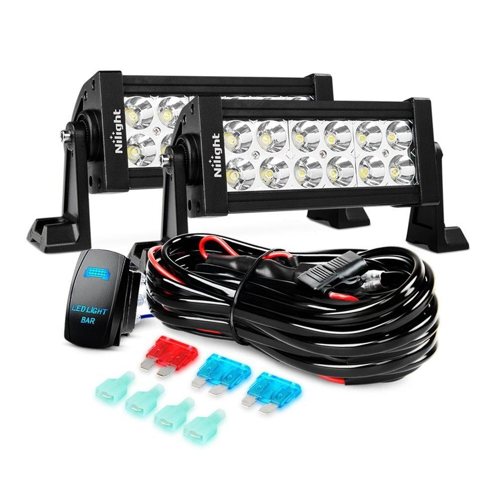 Nilight LED Light Bar 2PCS 7 Inch 36W Spot Led Off Road Lights 12V 5Pin Rocker Switch LED Light ...