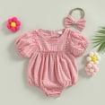 thumbnail image 6 of Staki Toddler Baby Girl Clothes Summer Smocked Bubble Romper Embroidery Onesie Short Sleeve Bodysuit Cute Outfits 0-18M(Watermelon Red,6-12 Months), 6 of 9