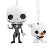 Hallmark Christmas Ornaments (Disney Tim Burton's The Nightmare before Christmas Jack Skellington and Zero Funko POP!), 2 Count
