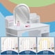 thumbnail image 4 of 2-in-1 para niños vanity con lighted mirror - little girls' vanity mesa y stool, equipped con estante, cajón y abiertos estantes, perfect para 3 - 9 year - old girls - blanca, 4 of 7