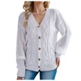 thumbnail image 2 of Cardigan Sweaters for Women Long Sleeve V-Neck Button Down Cable Knit Sweater Jacket Coat Womens Cardigan Sweaters, 2 of 6
