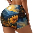 thumbnail image 2 of Fotbe Elegant Sunset Sunflower Seamless Shorts, Womens Workout Shorts High Waist Stretch Booty Short for Gym/Yoga/Running/Biking-Large, 2 of 9
