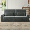 thumbnail image 5 of 87”Large Loveseat Sofa, 3 Seater Couch with Storage, Velvet Fabric Deep Seat Sofa with Pillow& Cup Holders, Modern Comfy Sofa with USB& Type-C Ports, Home Sofa Couch for Living Room Bedroom, 5 of 8