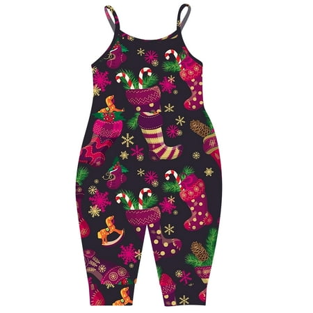 

Odeerbi Clearance Christmas Jumpsuits Toddler Baby Girl Jumpsuits Strap Romper Christmas Wapiti Pants With Pockets Purple