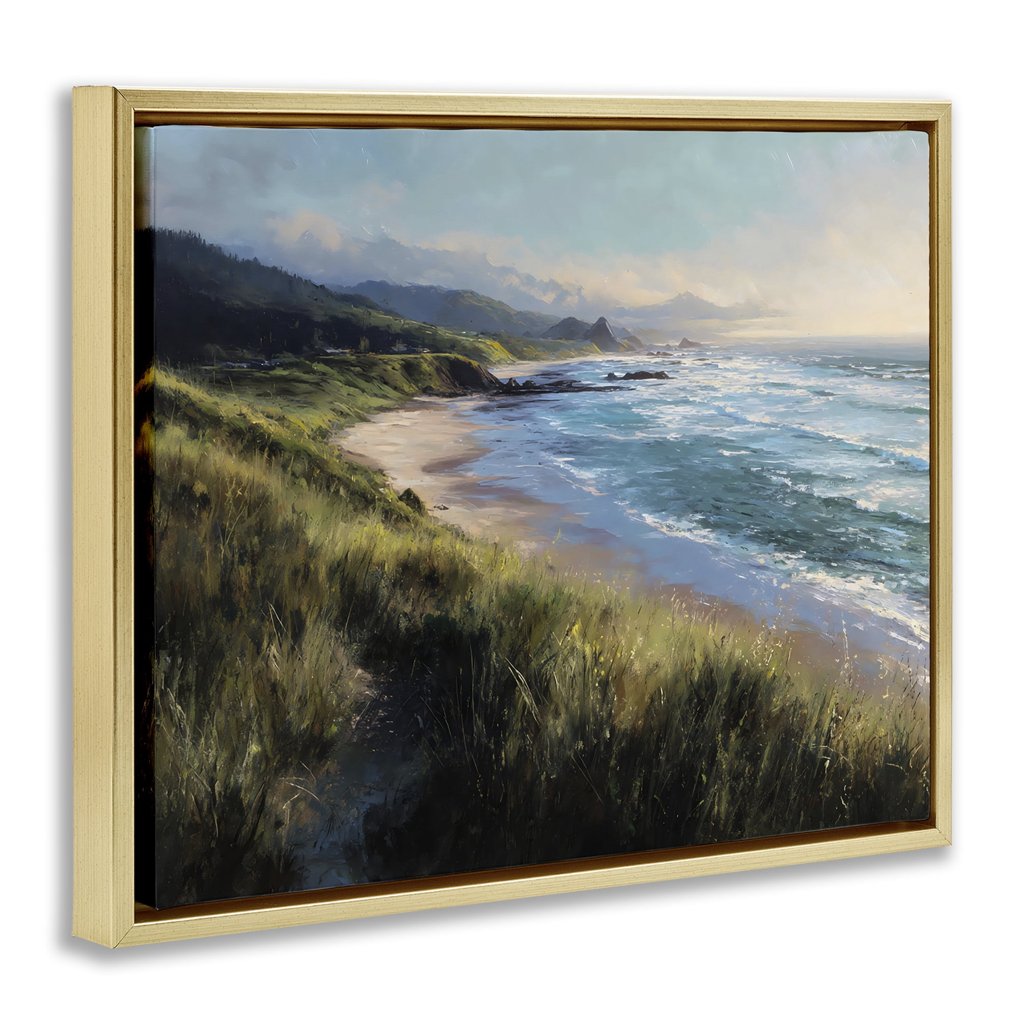 Stupell Industries Nature's Coast in Morning Light Gold Framed Floater Canvas Wall Art, design by Franklyn Gregory