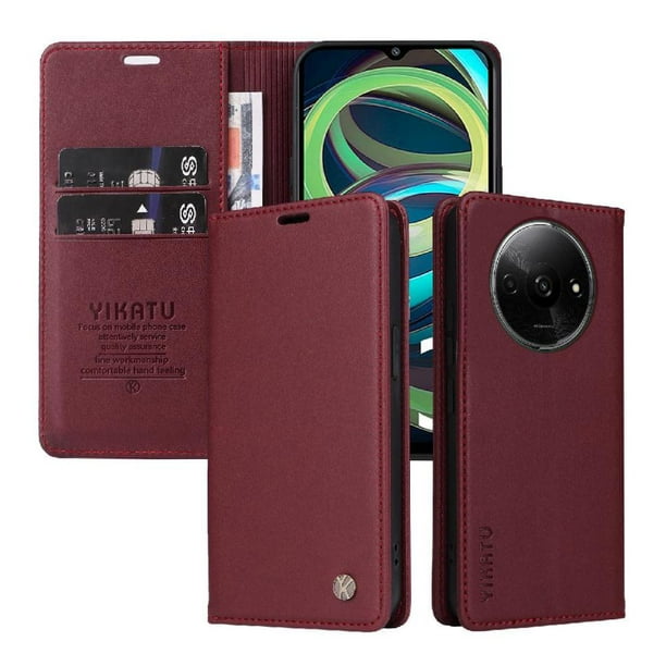 Funda para Xiaomi Redmi A3 Estuche de Cuero PU Tipo Cartera con Ranuras para Tarjetas y Cierre Magnético