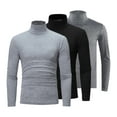 thumbnail image 1 of Runhomal Chemises à Col Montant pour Hommes 3 Pcs Manches Longues Chandail Col Roulé Noir&Gris Foncé&Gris TG, 1 of 7