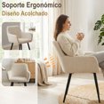 thumbnail image 4 of Juego de 2 Sillas de Comedor FurnitureR Con Reposabrazos Moderno Beige, 4 of 8