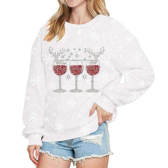 Christmas Graphic Sweatshirt For Women Round Neck Pullover Festive Print Casual Top Soft Comfortable Crewneck Holiday Apparel