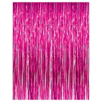 3' x 8' Fuchsia Tinsel Foil Fringe Door Window Curtain Party Decoration
