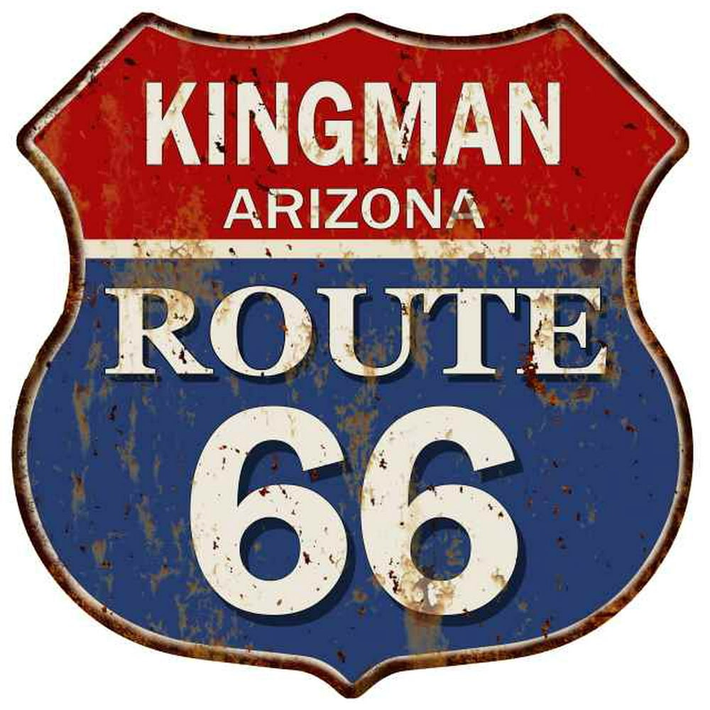 KINGMAN, ARIZONA Route 66 Shield Metal Sign Man Cave Garage