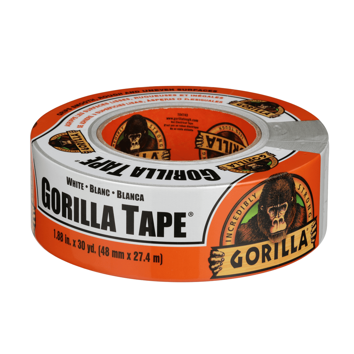 GORILLA TAPE WHITE 10M - Gorilla - Gaffer Tape, White, 48 mm x 10 m