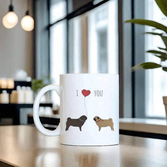 IWXYI Pug Coffee Mug Ceramic Pug Valentines Day Mug Pug Gifts Pug Lovers 110z Pug Valentines Dog Coffee Mug Gifts I Love You