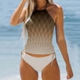 thumbnail image 3 of Akiihool Women Plus Size Tankini Swimsuit Two Piece Flowy Swimdress Bathing Suits with Shorts (Coffee,M), 3 of 5