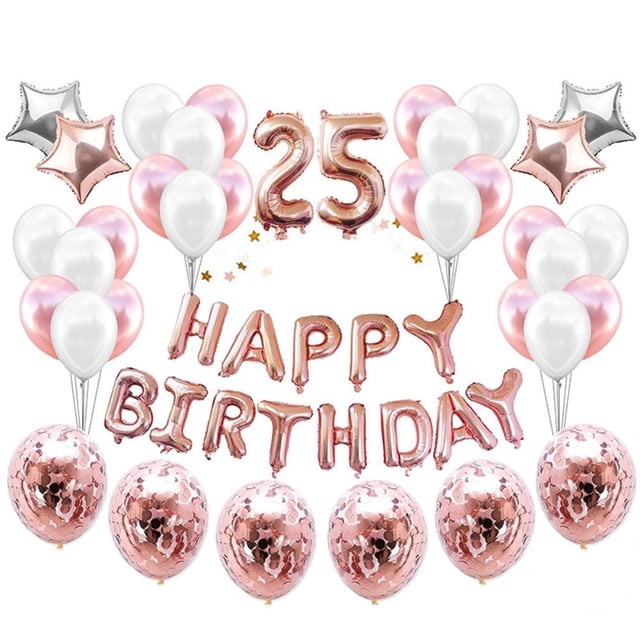 Happy Birthday Number Star Balloons Confettis Set Home Restaurant Party Decor
