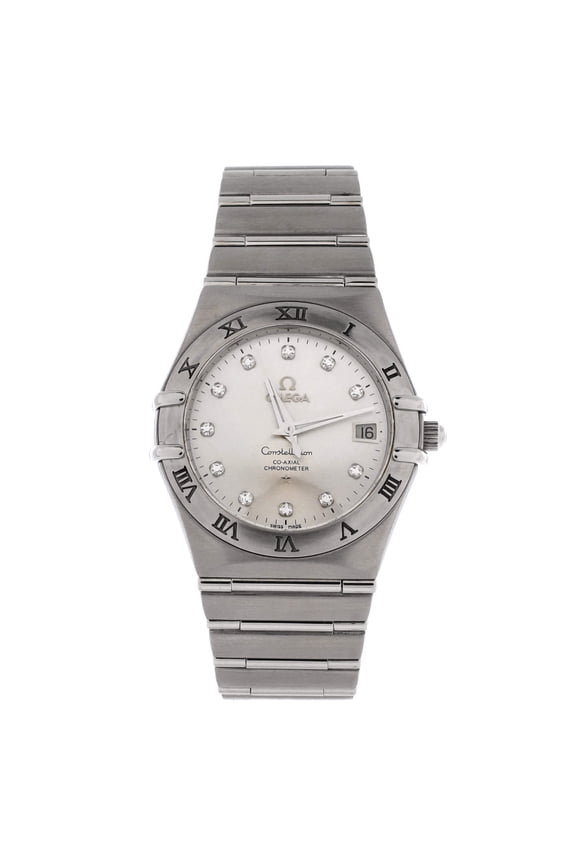 Pre-Owned Constellation Co-Axial Chronometer Automatic Watch Stainless Steel with Diamond Markers 35 By Rebag