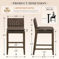 thumbnail image 2 of Guyou 26" Rattan Bar Stools Set of 2, Farmhouse Woven Wooden Counter Height Stools with Footrest, Leather Upholstered Bar Chairs for Kitchen Island, Pub & Bar, Brown, 2 of 11