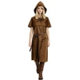 thumbnail image 3 of Virmaxy Halloween Costume Men's Medieval Hooded Costume Tunic Short Sleeve Robe with Adjustable Belt for Halloween Cosplay Party Dress Up Brown, 3 of 6